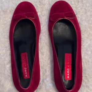 Marc Jacob’s Red Velvet Ballet Flats with Bow Slip On Sz 7
